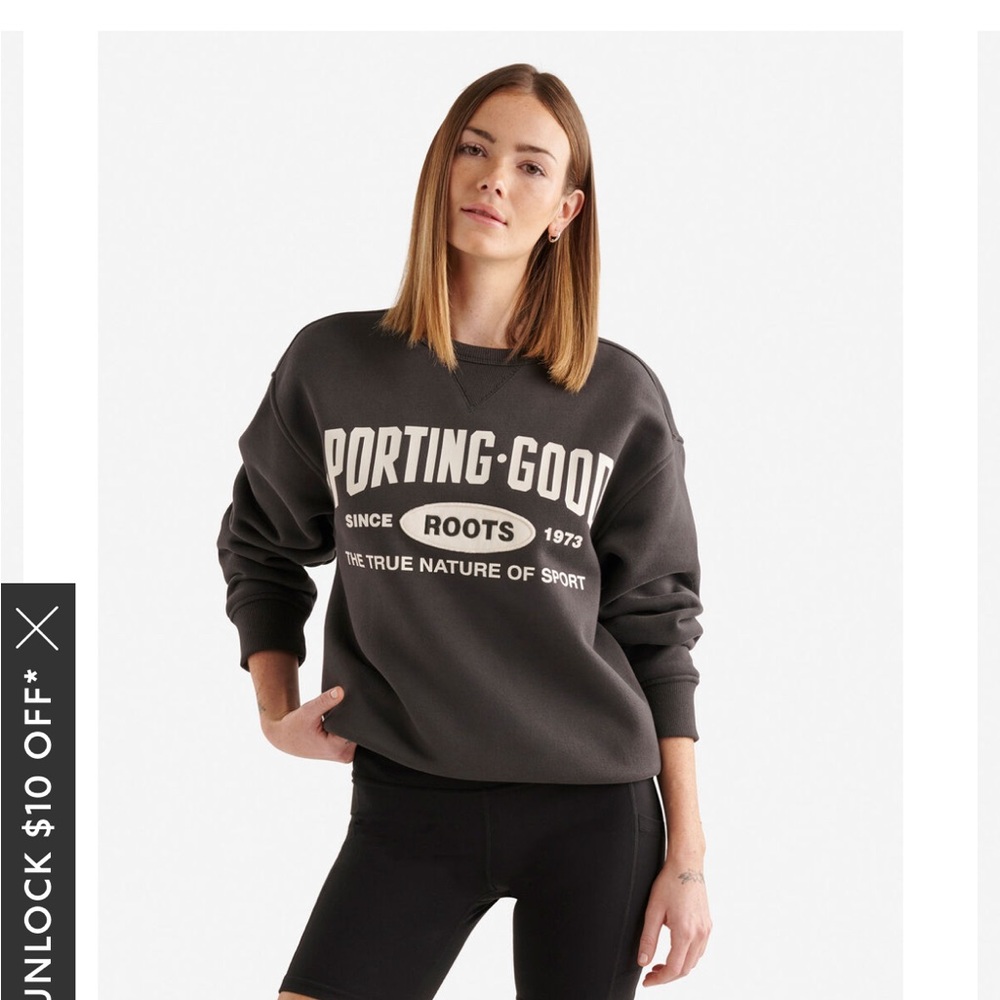 Roots Charcoal sporting goods crew